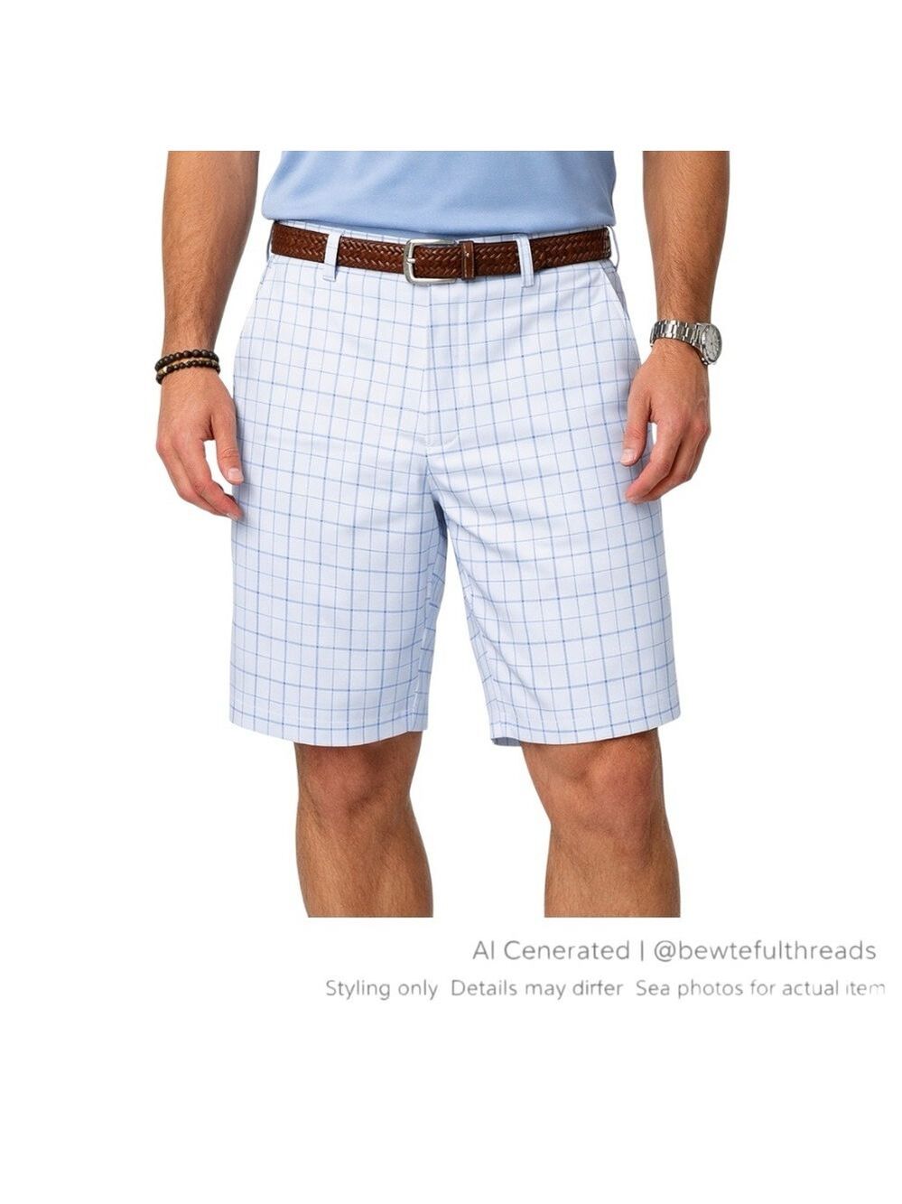 Gordon Cooper Golf White with Blue Check Shorts Men’s 38 Preppy Resort